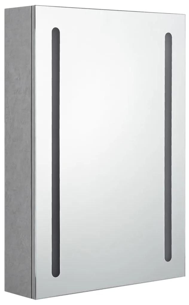 Dulap de baie cu oglinda si LED, gri beton, 50x13x70 cm Gri beton, 50 x 13 x 70 cm