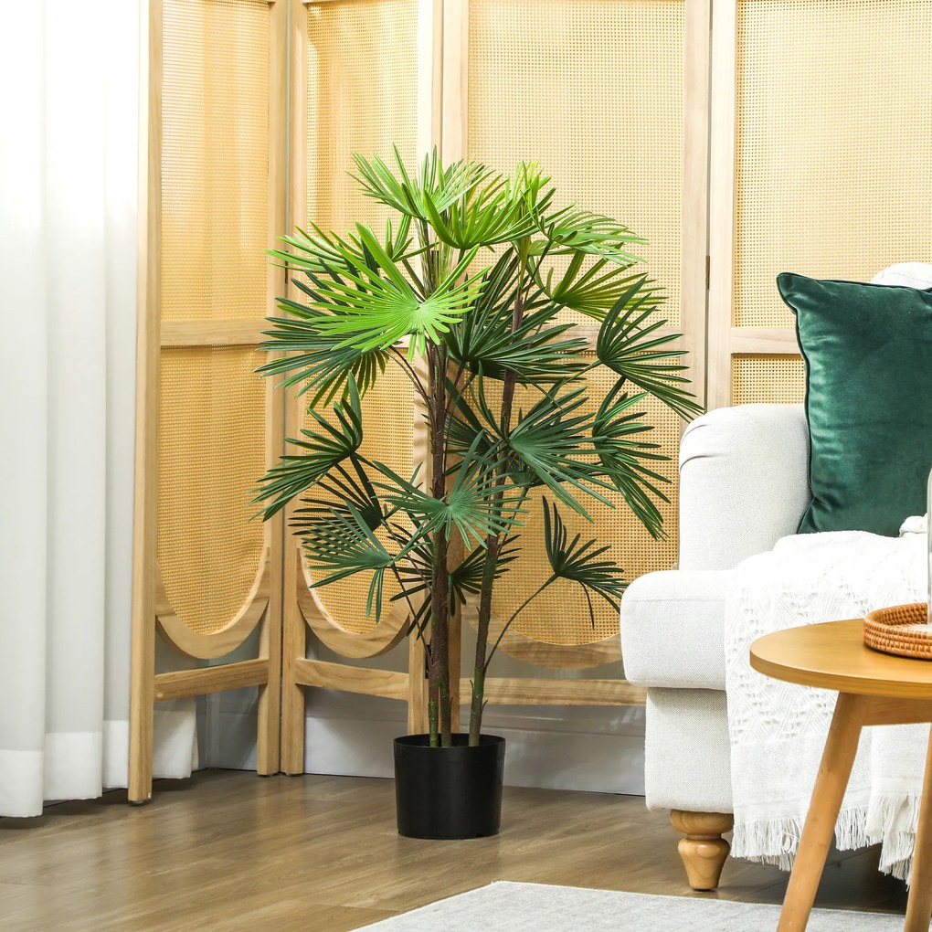 HOMCOM Plantă artificială de 90 cm din plastic verde cu ghiveci de Ø16.5x13.5 cm | Aosom Romania