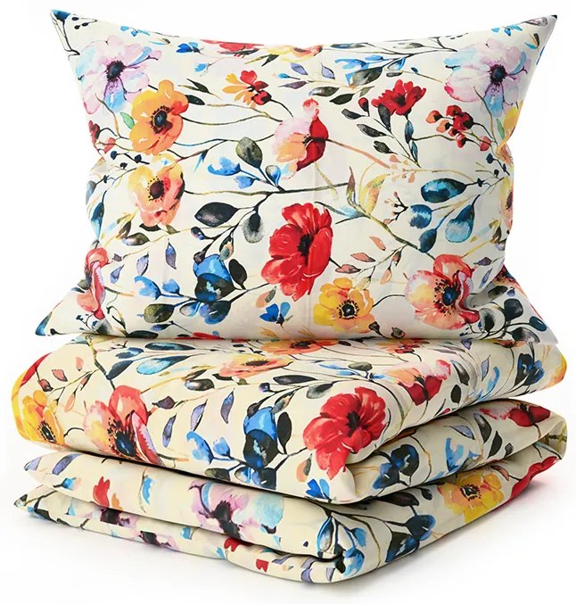 Lenjerie de pat din bumbac FLOREEN crem Dimensiune lenjerie de pat: 2 buc 70 x 90 cm | 200 x 220 cm