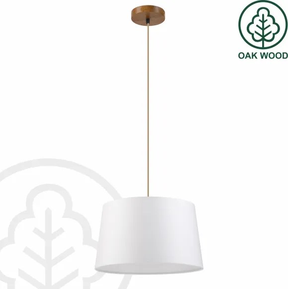 Lustră pe cablu AIDA 1xE27/60W/230V, diam. 35 cm, stejar/maro/alb