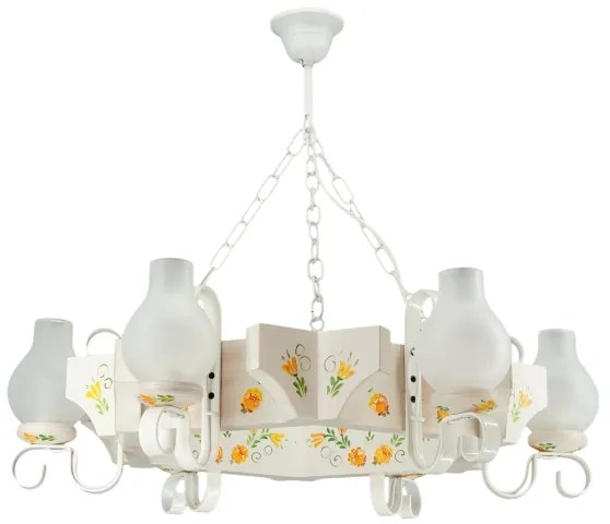 Brilagi - Candelabru suspendat cu lanț QUEEN 6xE14/40W/230V fag/crem