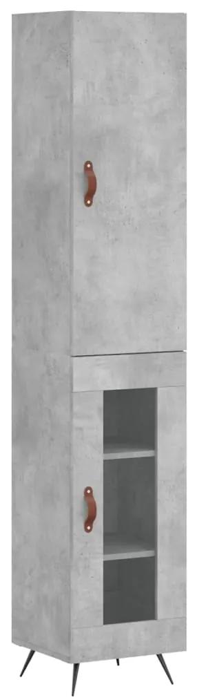 3199021 vidaXL Dulap înalt, gri beton, 34,5x34x180 cm, lemn prelucrat