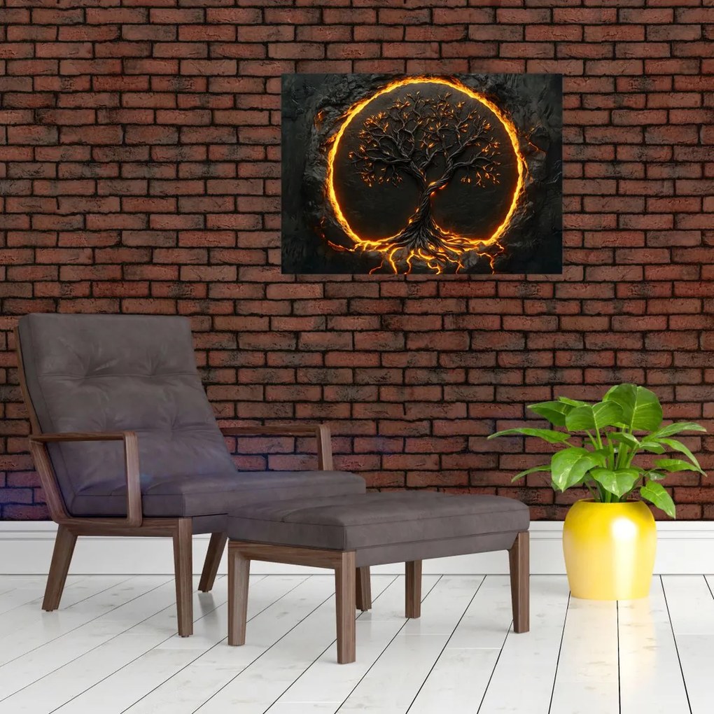 Tablou pe sticlă – Arborele vieții în lavă II. (70x50 cm)