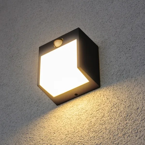 Aplică LED de exterior cu senzor Brilagi TERNI LED/12W/230V negru IP54
