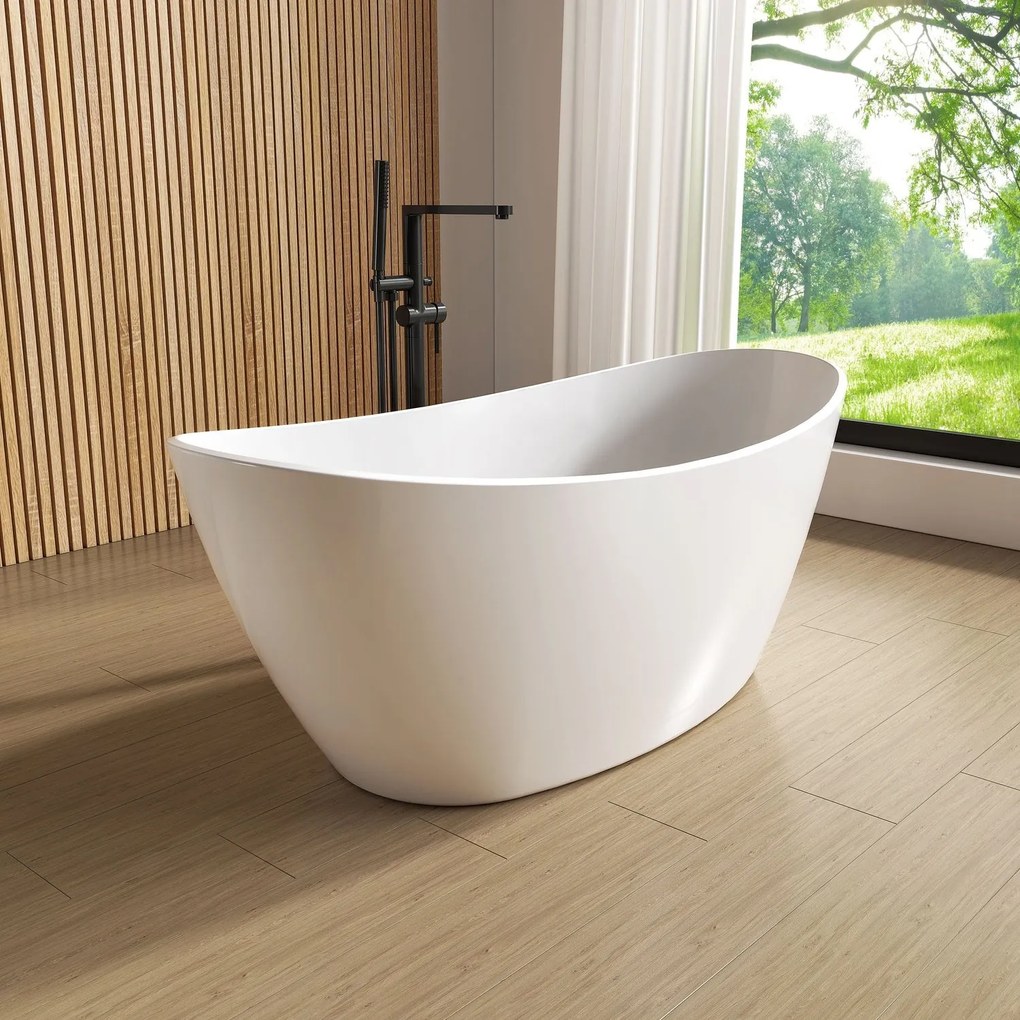 Cada baie freestanding ovala, compozit, 158 x 77 cm, Foglia Bella