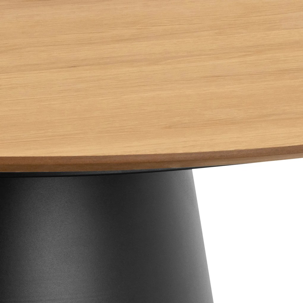 MAZZONI EXPORT BOSCO Stejar natural/picior negru - MASĂ ROTUNDĂ 120 cm PENTRU BUCĂTĂRIE SUFRAGERIE SALON FURNIR