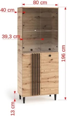 Vitrina inalta, 80x40x196 cm, LIVIA 06, ADRK Furniture