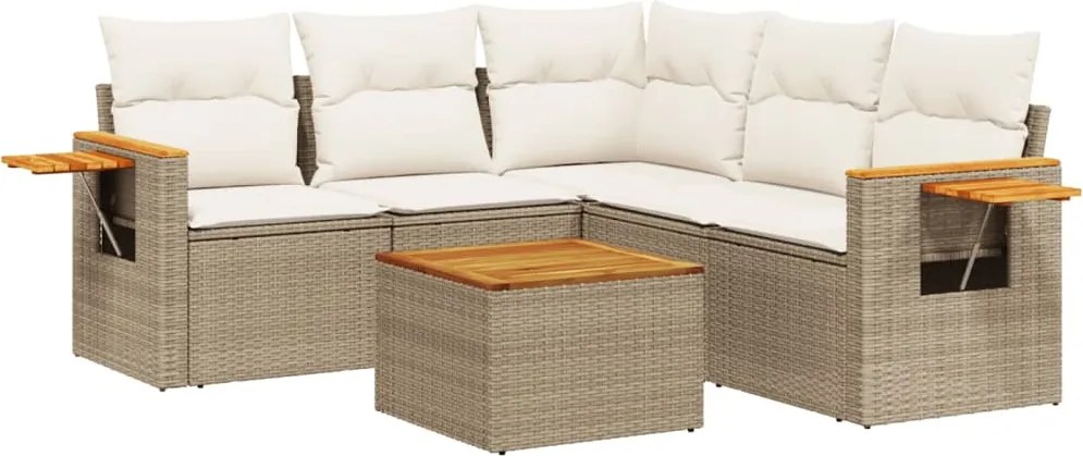 vidaXL Set canapele de grădină cu perne, 6 piese, bej, poliratan