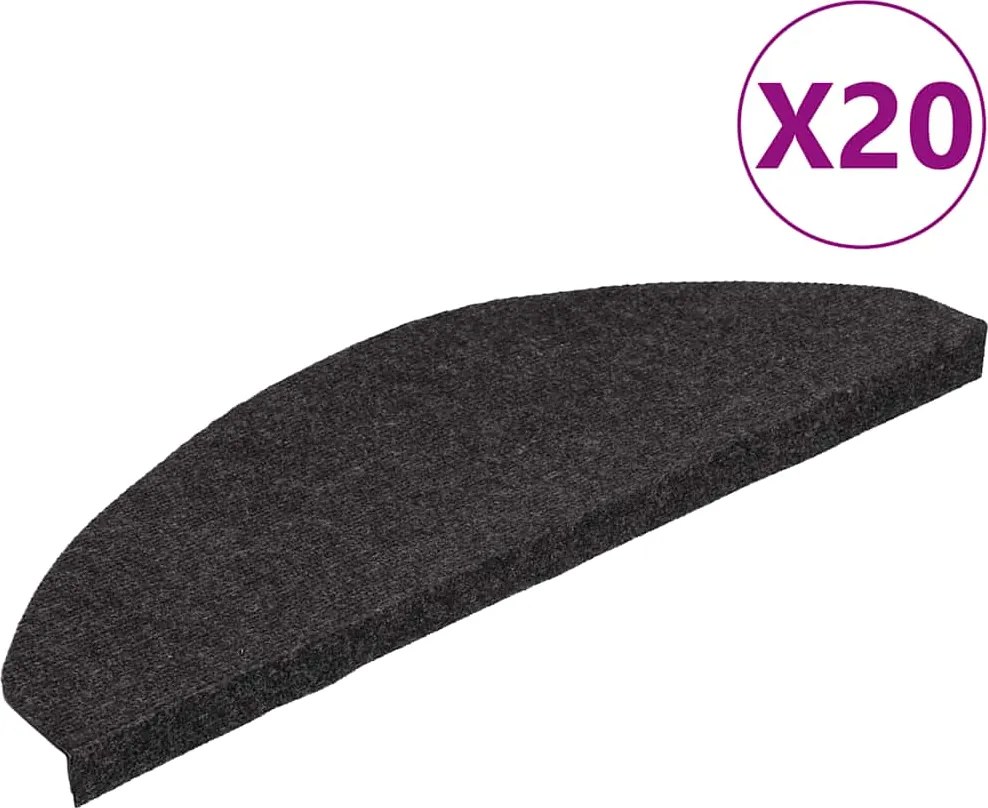 vidaXL Covorașe scară autoadezive 20 buc Negru 65x22,5x3,5 cm