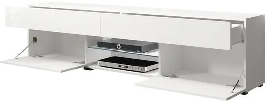 Masă TV/ Dulap Primrose (Alb + Alb lucios) (iluminat LED Alb). Promo -17%. 1060161