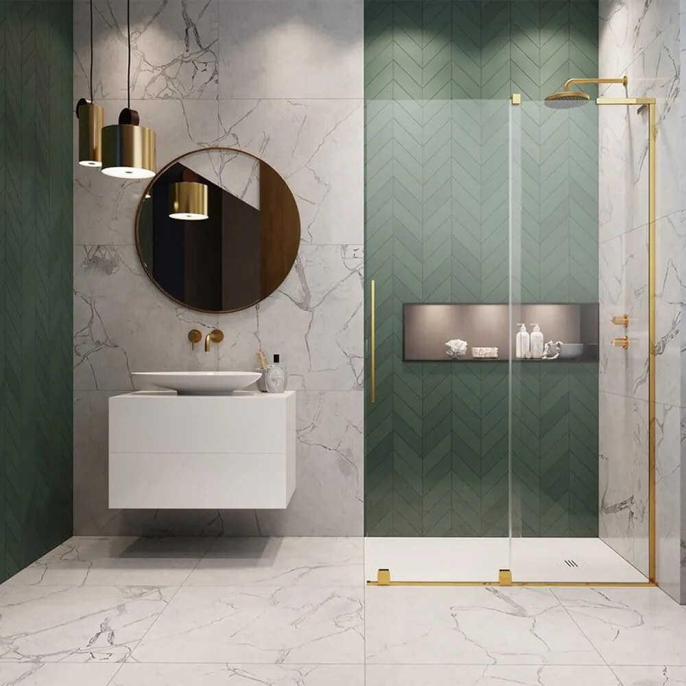 Paravan de dus tip Walk-in Radaway Furo SL auriu lucios-transparent 120 cm sticla securizata 8 mm dreapta