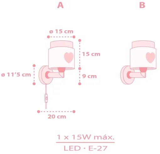 Aplică pentru copii BABY DREAMS 1xE27/15W/230V roz Dalber 76019S