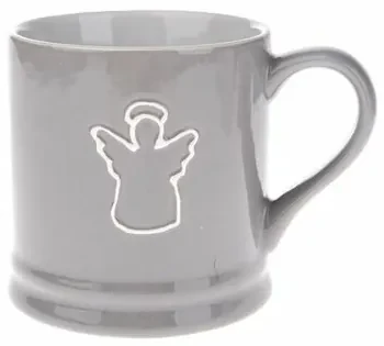 Cană ceramică Înger, 420 ml, gri