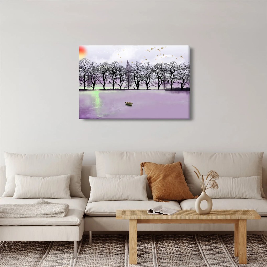 Tablou - Barcă pe lac (90x60 cm)