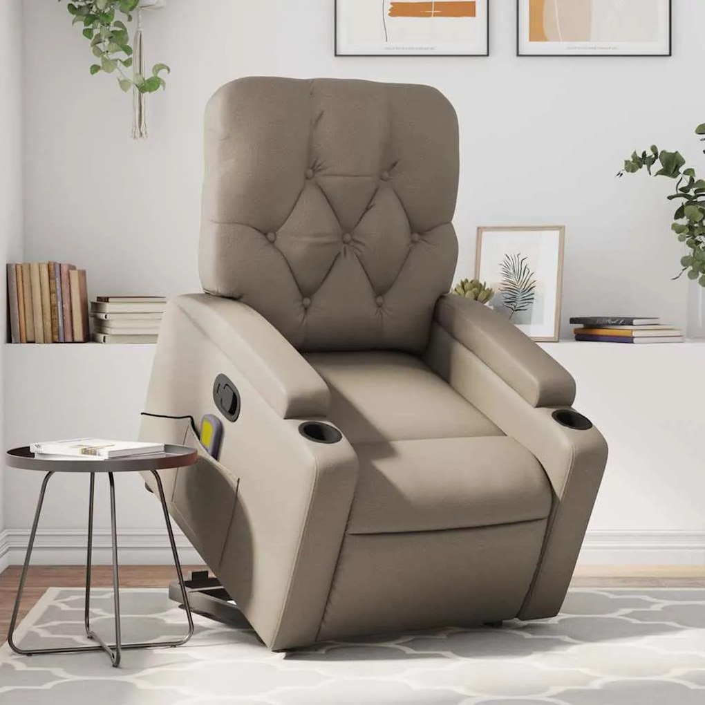 vidaXL Fotoliu de masaj rabatabil vertical cappuccino piele ecologică