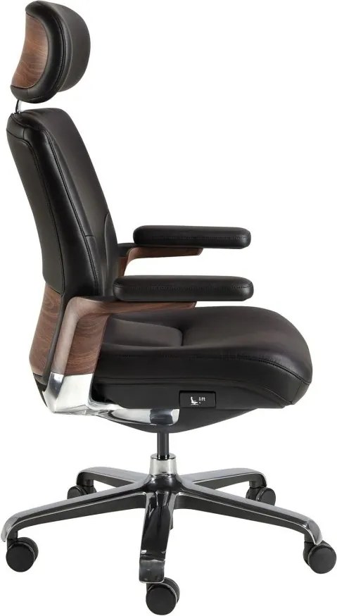 Scaun de birou modern piele sintetica si furnir de nuc Black