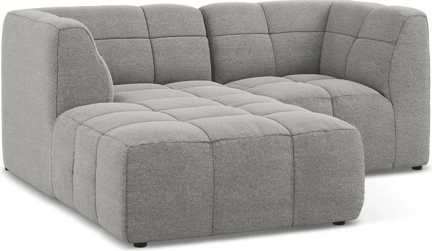 Colțar gri cu tapițerie din țesătură bouclé (cu colț pe partea stângă/cu șezlong) Aloha – Makamii