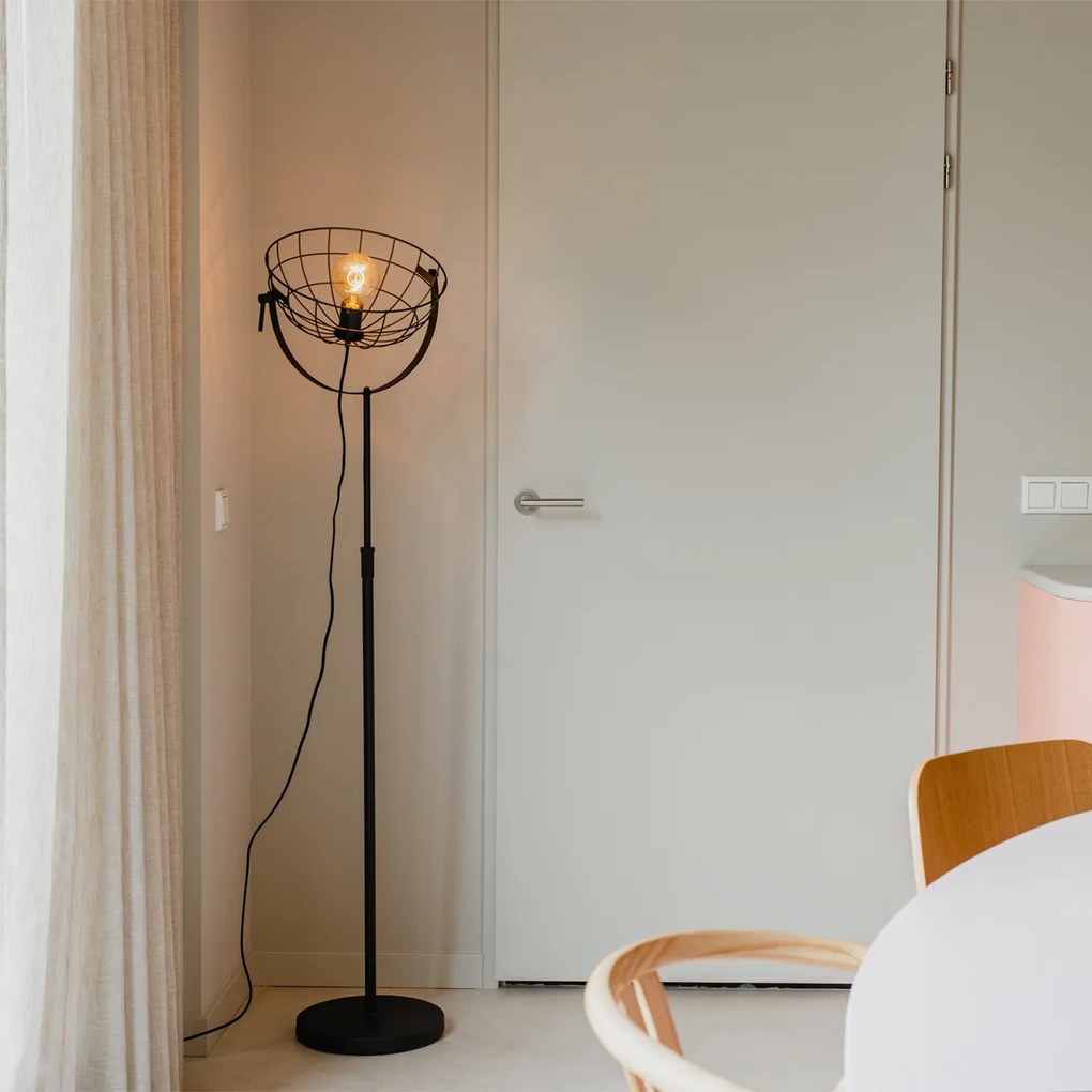 Lampă de podea industrială neagră 35 cm reglabilă - Hanze