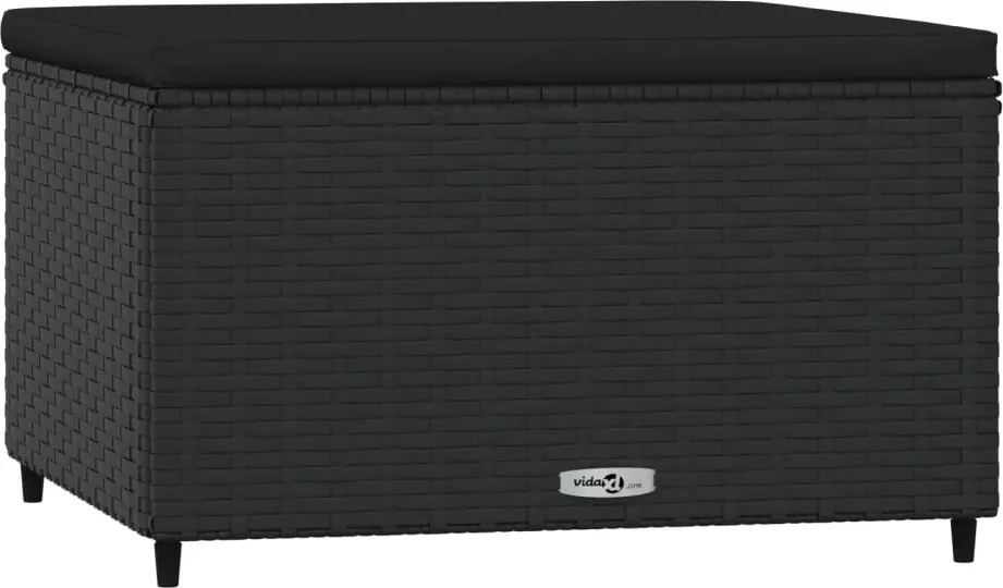 vidaXL Taburet de grădină cu pernă, negru, poliratan