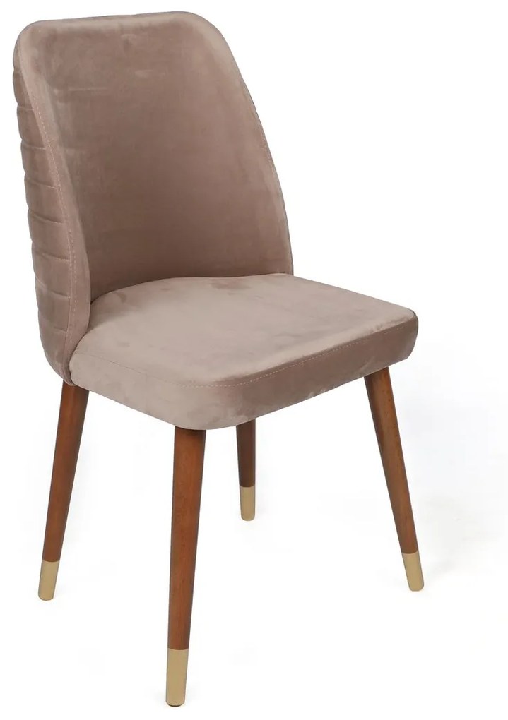 Set 2 scaune haaus Hugo, Bej/Nuc/Auriu, textil, picioare metalice