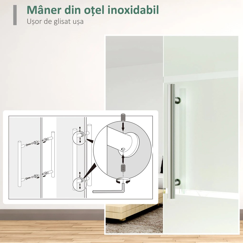 HOMCOM, usa glisanta din sticla securizata satinata, 90x205 cm | Aosom Romania