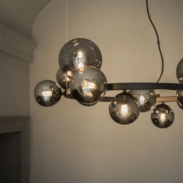 Ideal Lux - Lustră LED suspendată pe cablu PERLAGE 11xG9/3W/230V diam. 73 cm negru/fumuriu