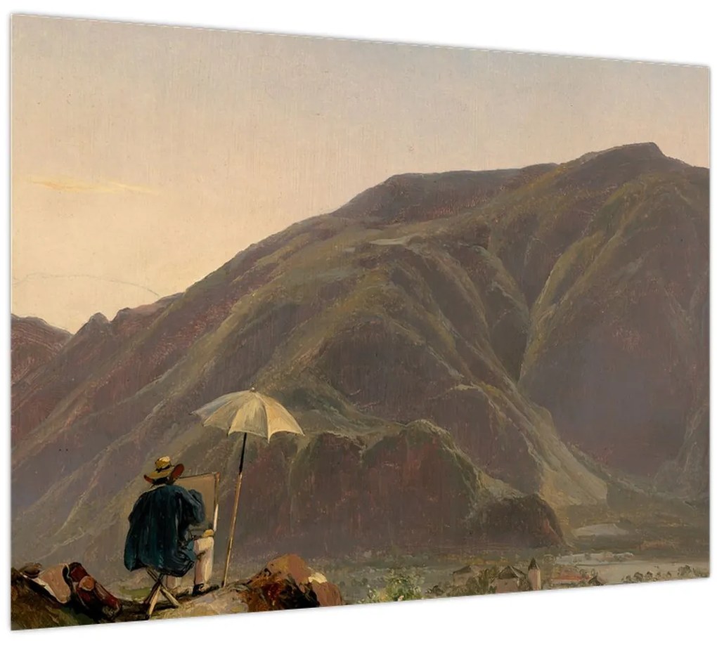 Tablou - Jules Coignet, View of Bozen with a Painter, reproducere (70x50 cm)