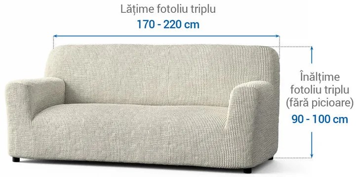 Huse bielastice COSTINA smântânii fotoliu triplu (l. 170 - 220 cm)
