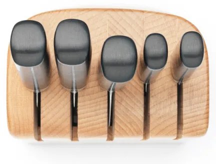 Set 5 cutite Brabantia Profile 1003298, Otel calit, Rezistent la zgarieturi si coroziune, Fag, Maro