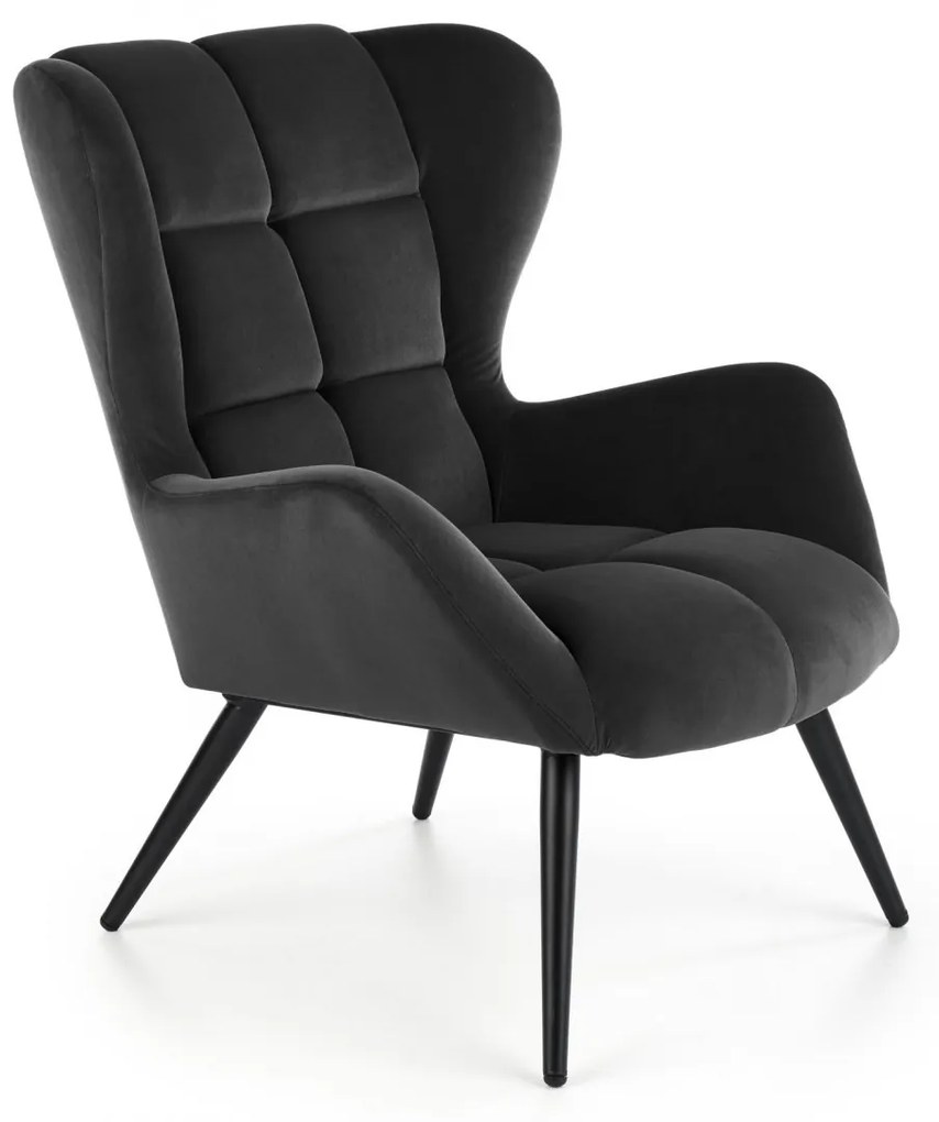 Fotoliu Tyrion velvet negru H91 cm