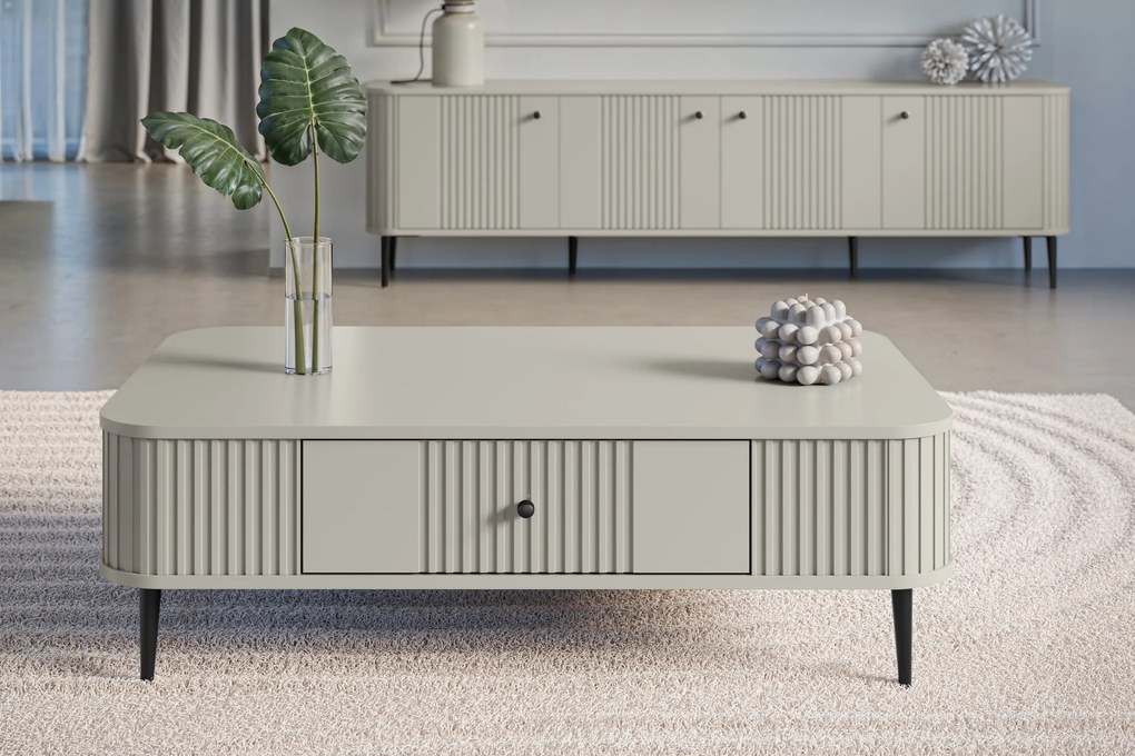 Măsuță de cafea Vesper 103x60 cm cu sertar - casmir / picioare negre