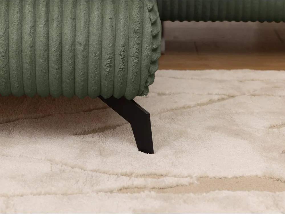 Colțar verde cu tapițerie din catifea reiată (cu colț pe partea stângă/în formă de ”L”) Marbeya – Ropez