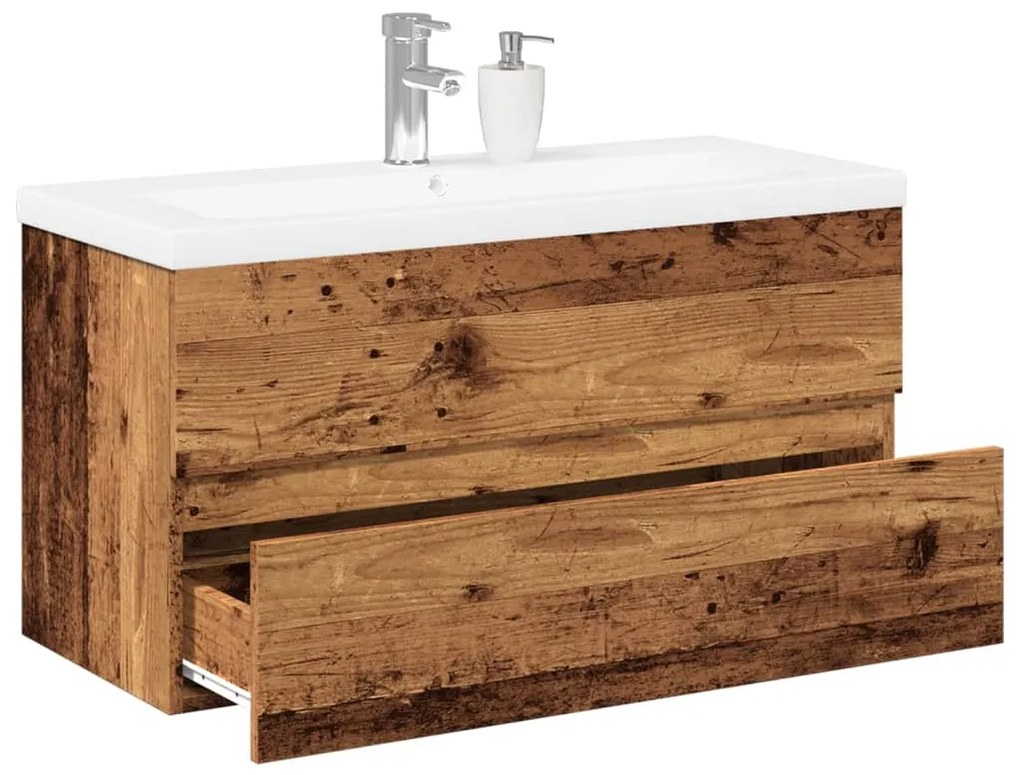 vidaXL Dulap pentru chiuveta, lavoar încorporat, lemn vechi