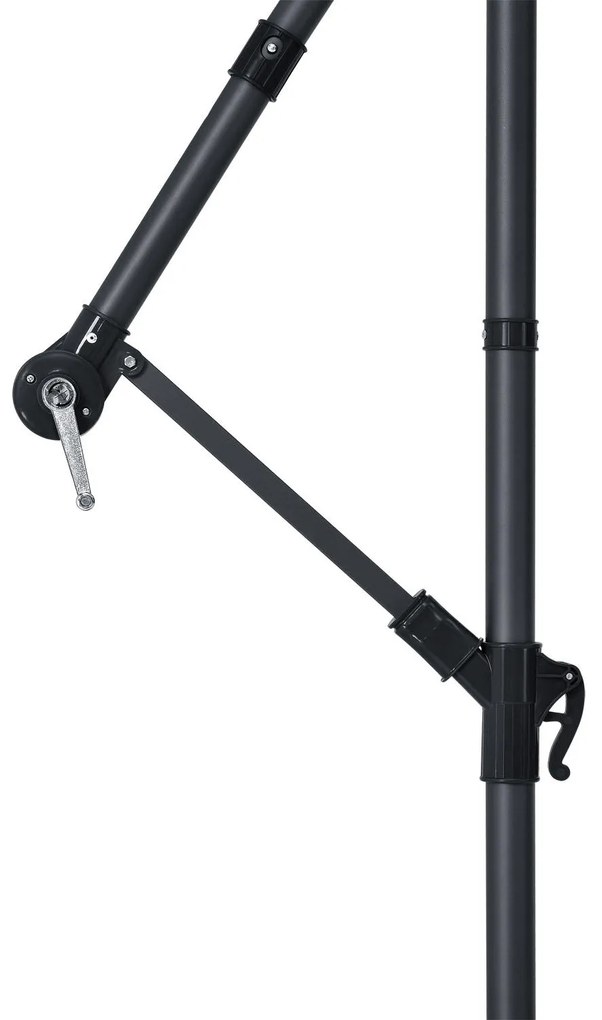 Umbrelã "Brazilia" 3 m cu iluminare LED crem, cu deschidere si suport gri