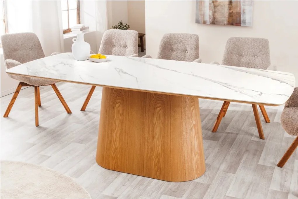 Masa sufragerie, Ceramica Alba, Furnir Stejar, UNIQUE 200cm A-45142 VC
