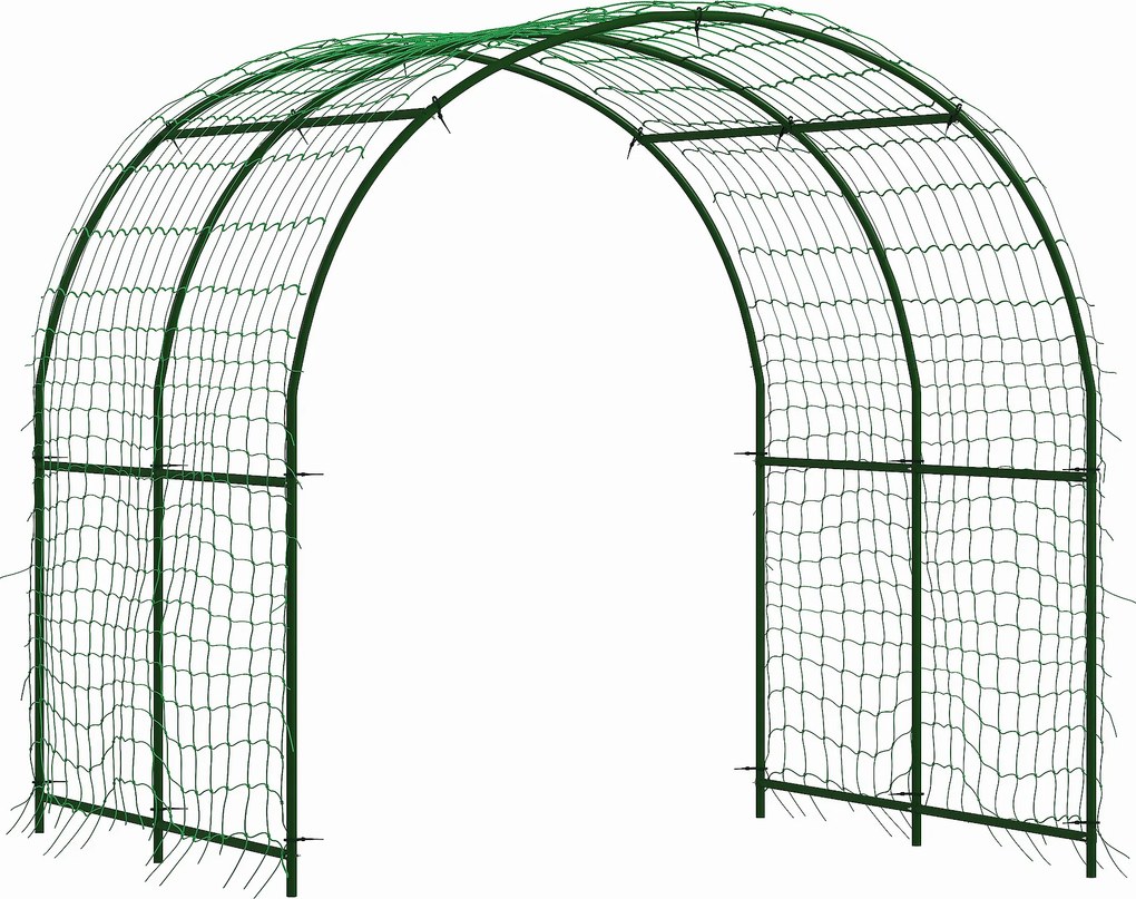 Outsunny Grilaj metalic de înfigere, anti-rugină, suport curbat pentru castraveți 210 x 250 x 216 cm Verde închis | Aosom Romania