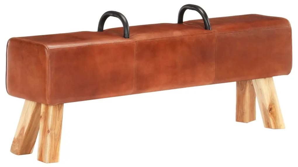 286605 vidaXL Bancă Turnbock vintage cu mânere, piele naturală de capră