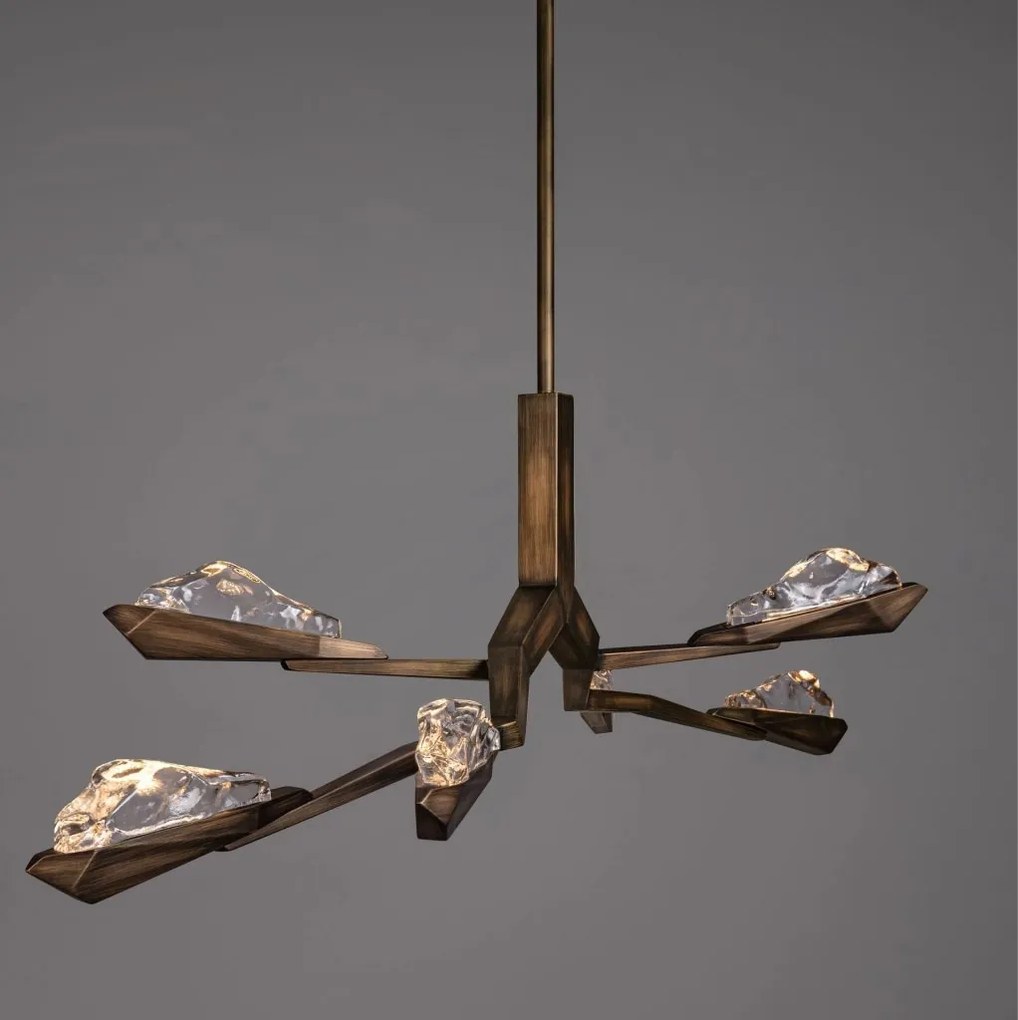 Lustra LED alama antic cu sticla lucrat manual GRETA 34W