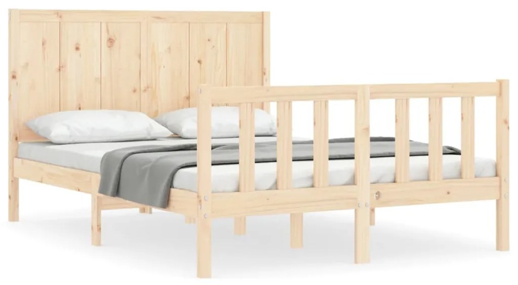 3192621 vidaXL Cadru de pat cu tăblie, 140x200 cm, lemn masiv