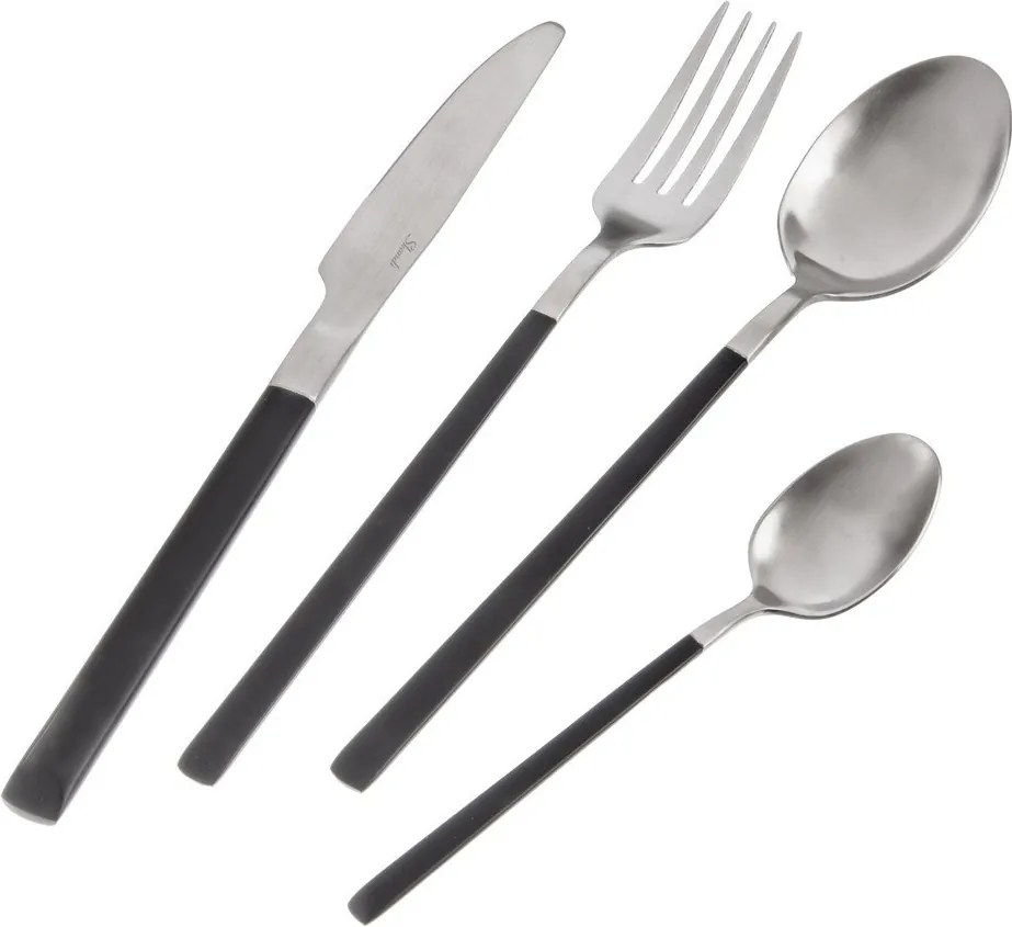 Tacâmuri negre-argintii din oțel inoxidabil 24 buc. Skandi – Orion