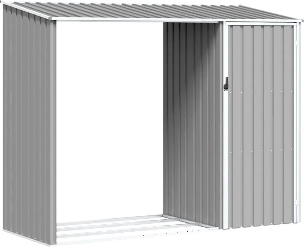 vidaXL Șopron de grădină lemne de foc, gri, 245x98x159 cm oțel zincat