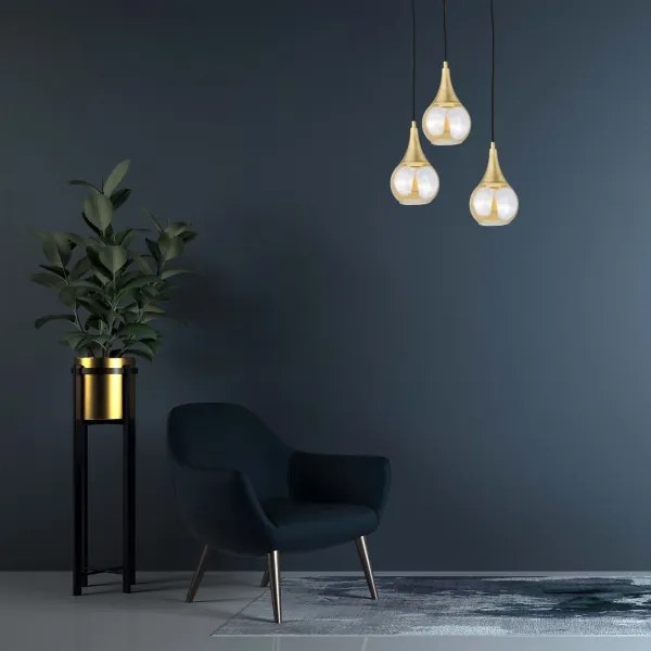 Lustră pe cablu LACRIMA HONEY 3xE27/60W/230V d. 30 cm