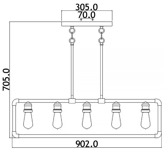 Lustră pe tijă Kichler KL-IMAHN-ISLE IMAHN 5xE27/60W/230V