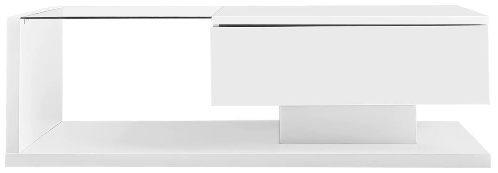 Măsuță de Cafea Modernă cu Raft din Sticlă și Efecte LED, 105x55x32,5 cm, Alb