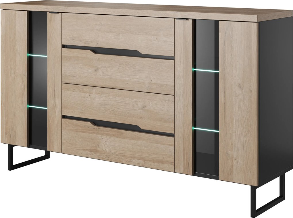 Comoda din pal cu 2 usi Luna LED 160x93x40 cm
