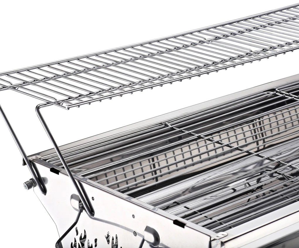 Gratar in otel inoxidabil OutSunny, Picioare Pliabile, 2 grile 100x43x68cm | Aosom RO
