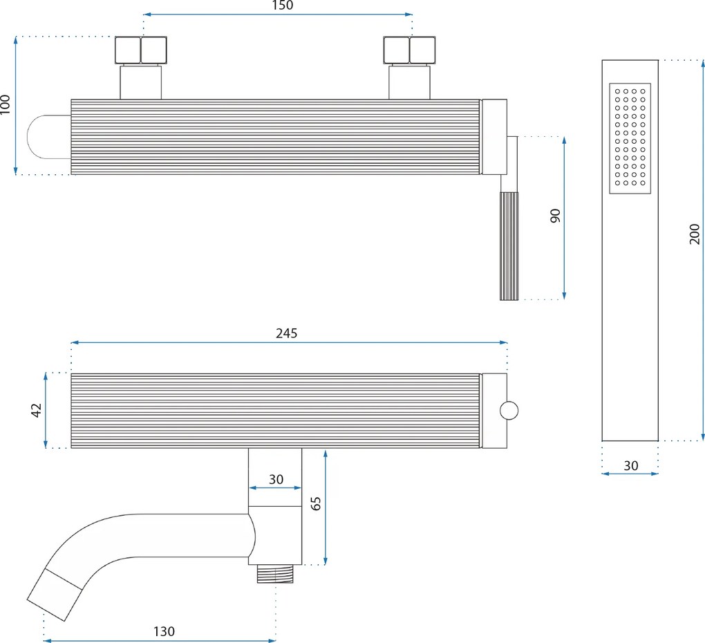 Baterie pentru cadă REA Argon Brush Copper