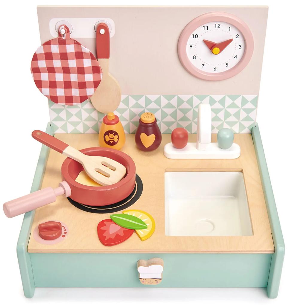 Tender Leaf Toys - Chicineta in cutie din lemn - Mini Chef Kitchenette