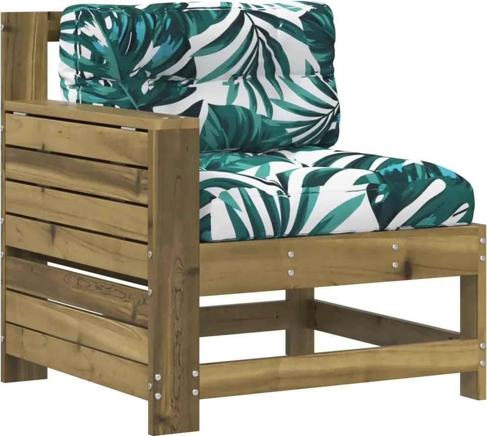 vidaXL Canapea grădină cotieră cu perne, lemn de pin tratat