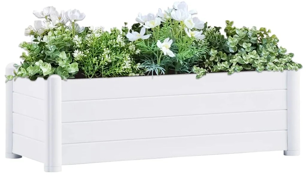 vidaXL Strat înălțat de grădină, alb, 100 x 43 x 35 cm, PP